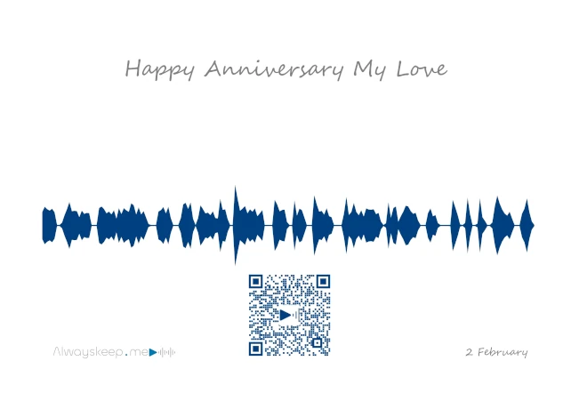 Printed wedding anniversary message keepsake with scannable QR code