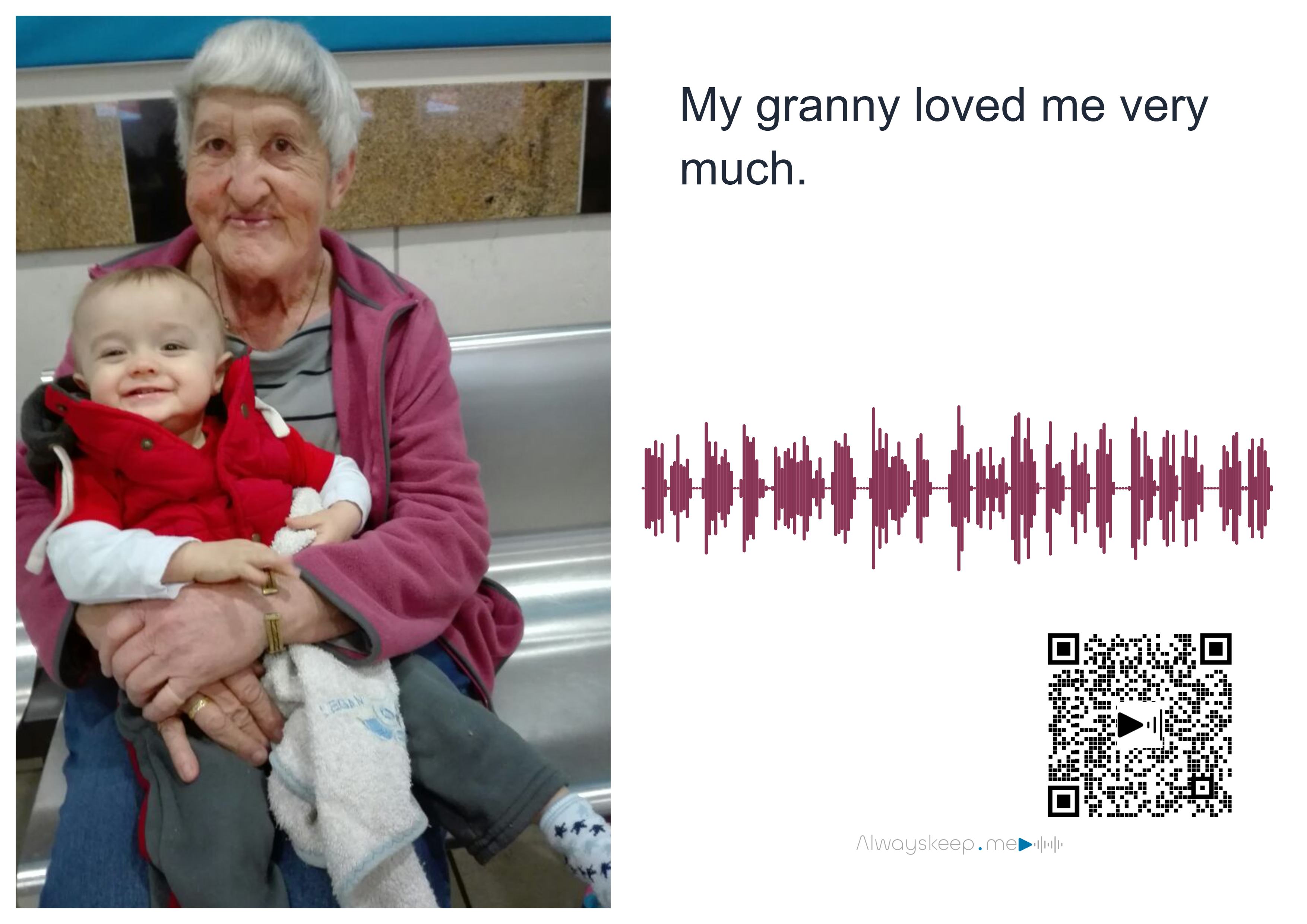 Baby's first heartbeat recorded as a printable sound wave keepsake with scannable QR code