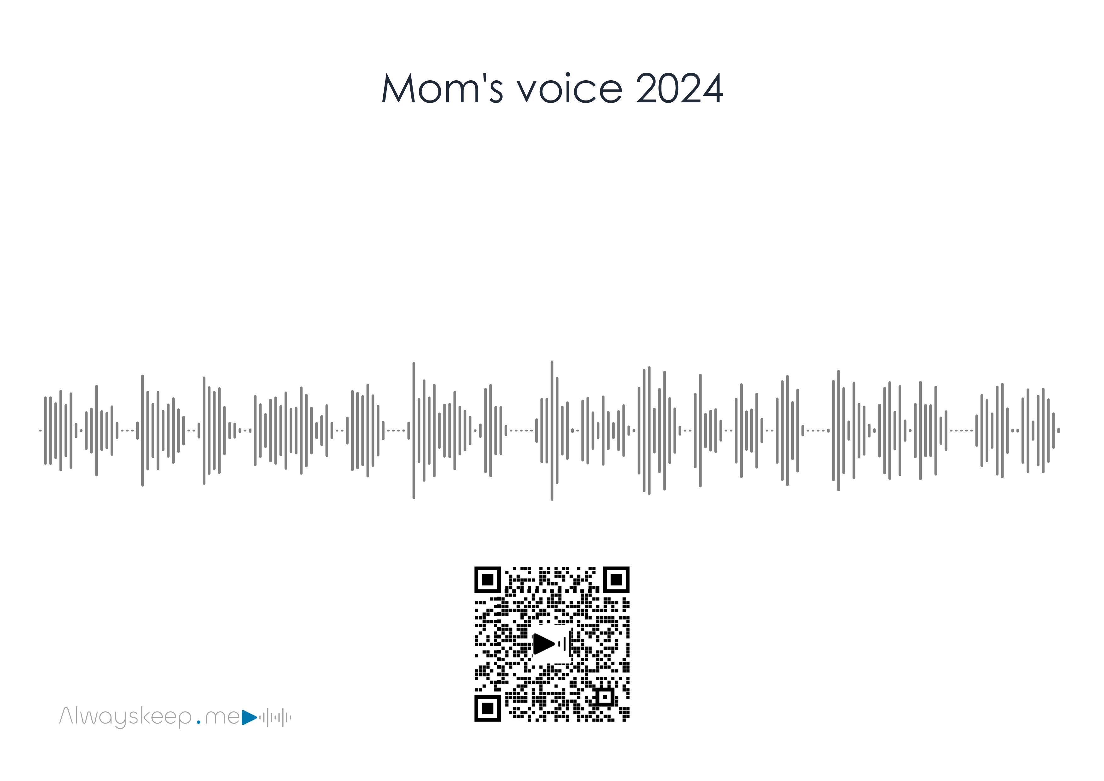 Voice memory keepsake print of a missing loved one with scannable QR code waveform
