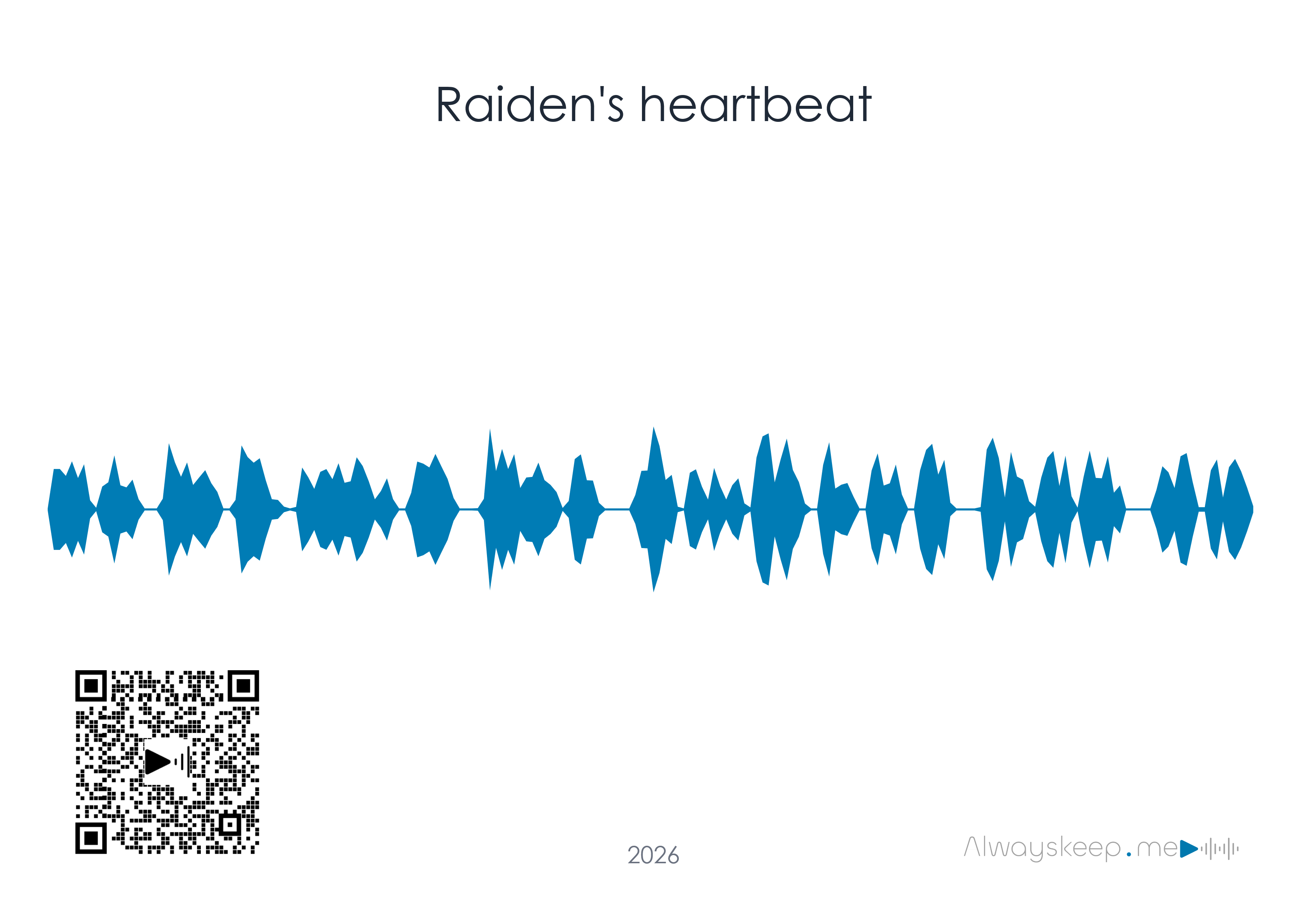 Baby's first heartbeat recorded as a printable sound wave keepsake with scannable QR code