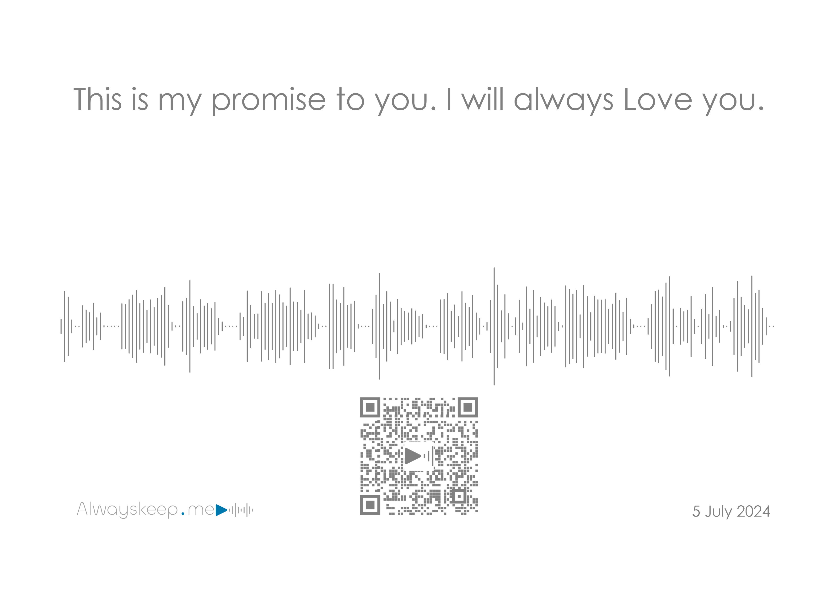 Wedding vows keepsake with QR code